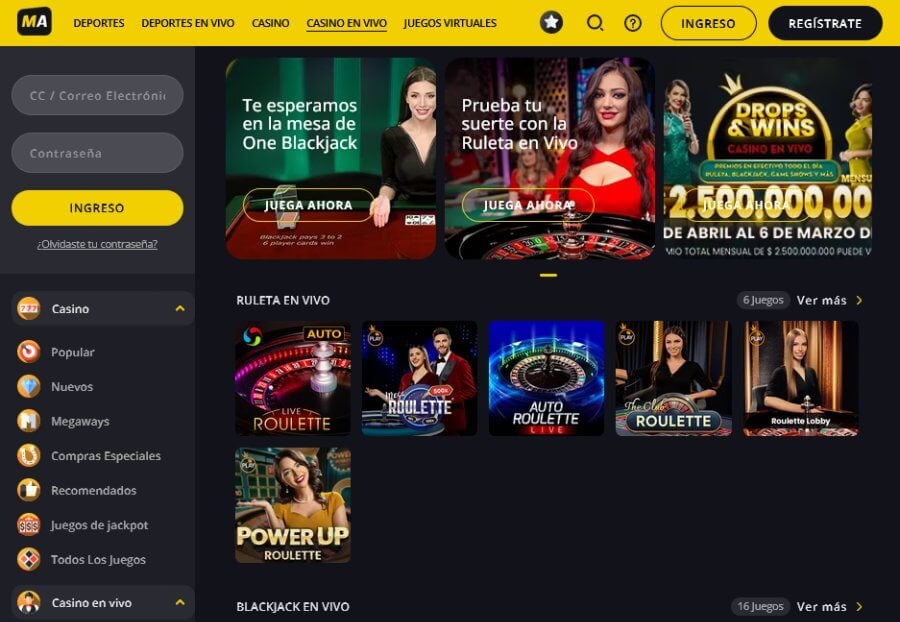 Casino en vivo MegApuesta