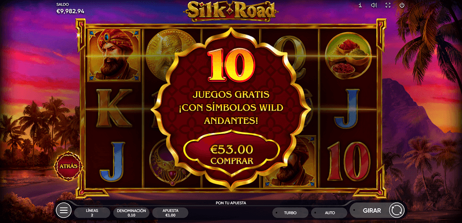 Compra de bono de tragamonedas Silk Road de Endorphina