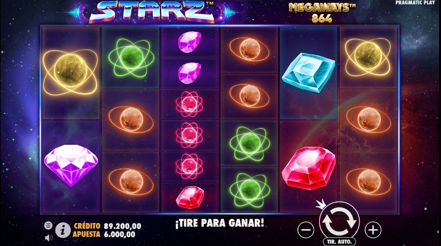 Gráficos de tragamonedas Starz Megaways de Pragmatic Play