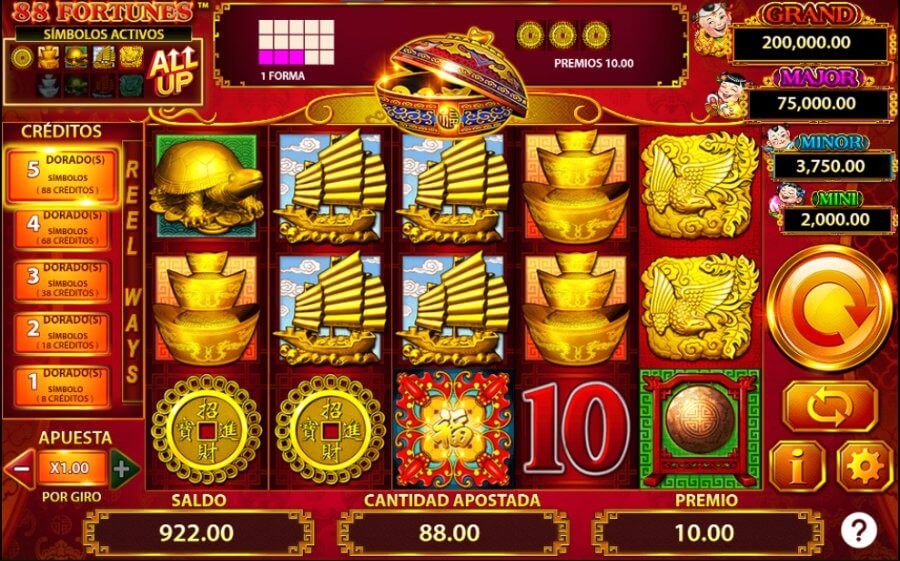 Jackpot de tragamonedas 88 fortunes de Light and Wonder