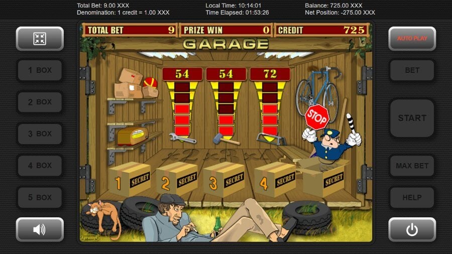 Juego de bono de tragamonedas Garage