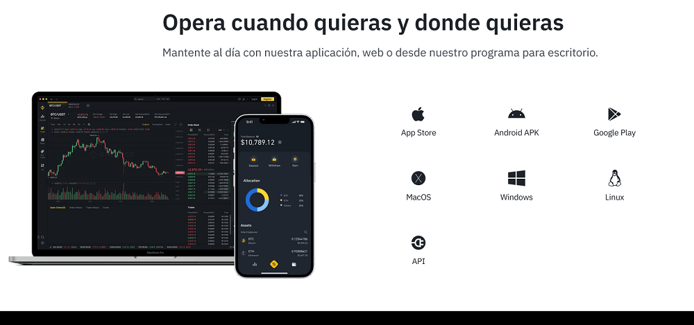 Plataformas en las que funciona Binance