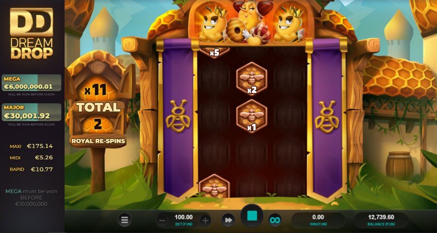 Royal respins de la tragamonedas Beellionaires Dream Drop de Relax Gaming