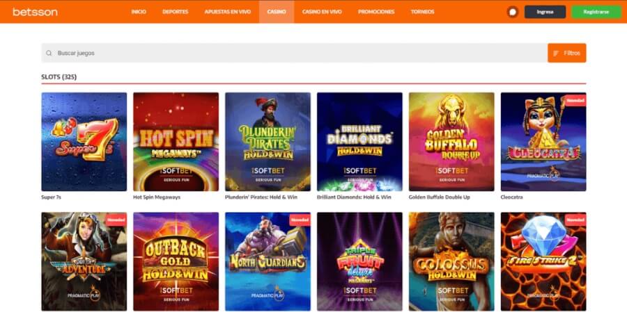 Catálogo de tragamonedas del casino online Betsson Colombia