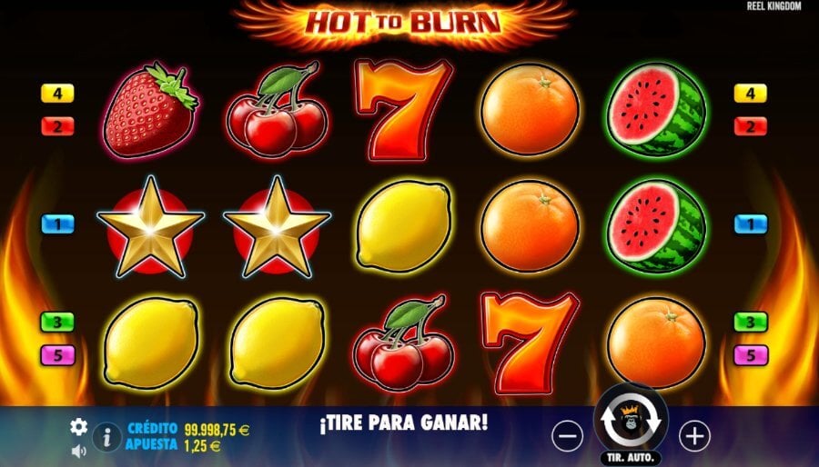 Pantalla principal de juego de la tragamonedas Hot to Burn 