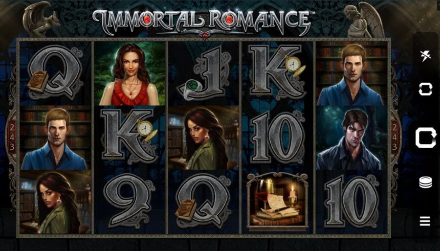 Pantalla de juego principal de la tragamonedas Immortal Romance 