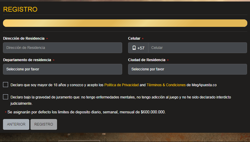 Megapuesta registro