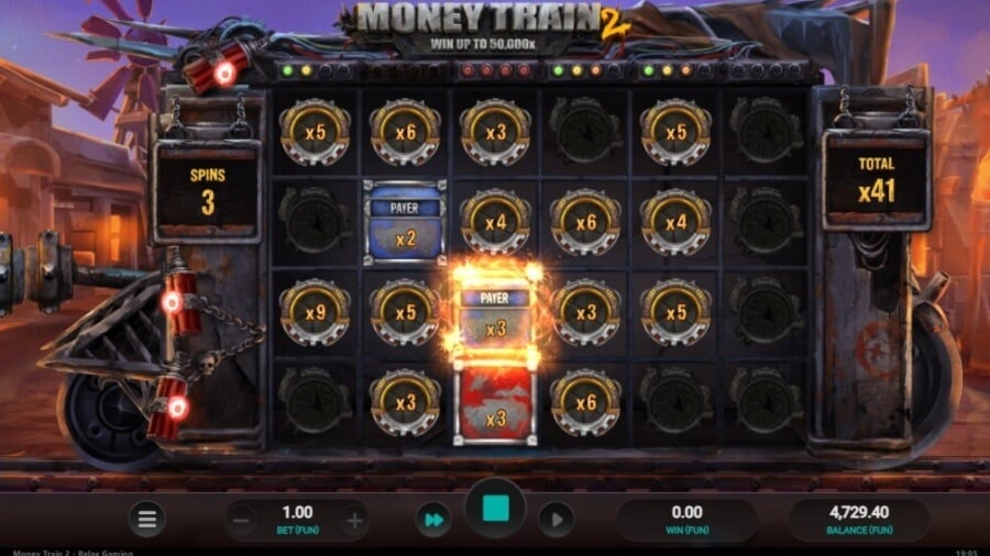 Pantalla de juego principal de la tragamonedas Money Train 2