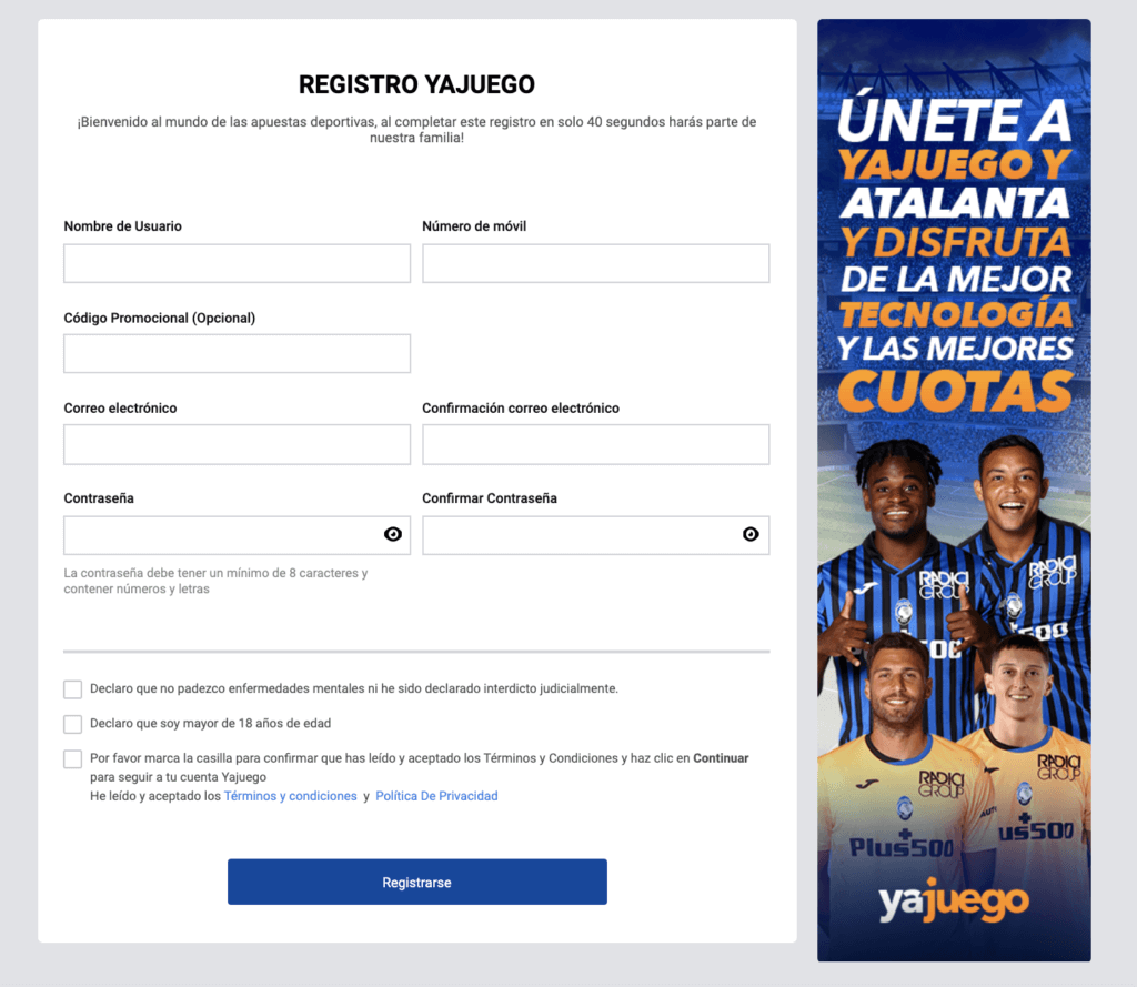 Yajuego registro