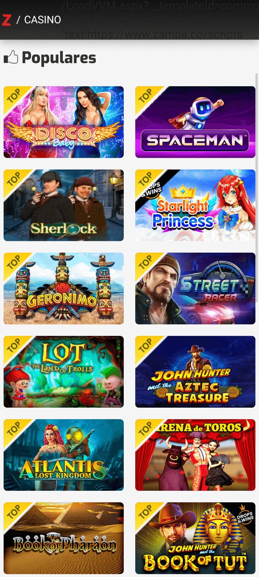 Juegos de casino móvil